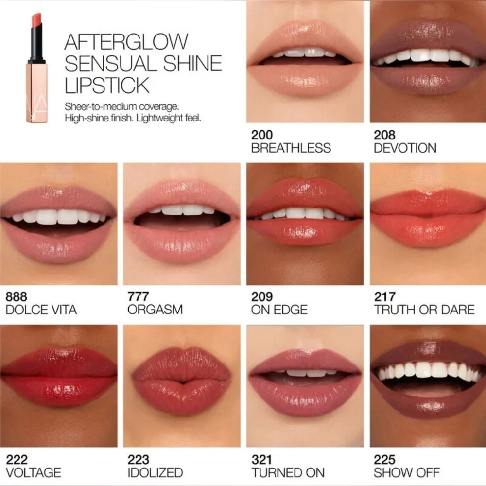 Nars Afterglow Sensual Shine Hydrating Lipstick Orgasm Peach Pink Brand New